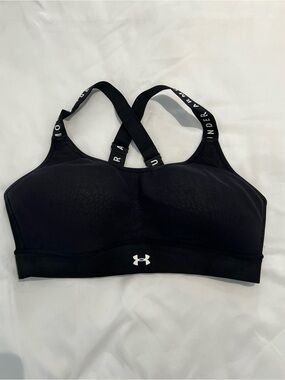 Under Armour Black High Support Crossback Sports Bra Women's Large